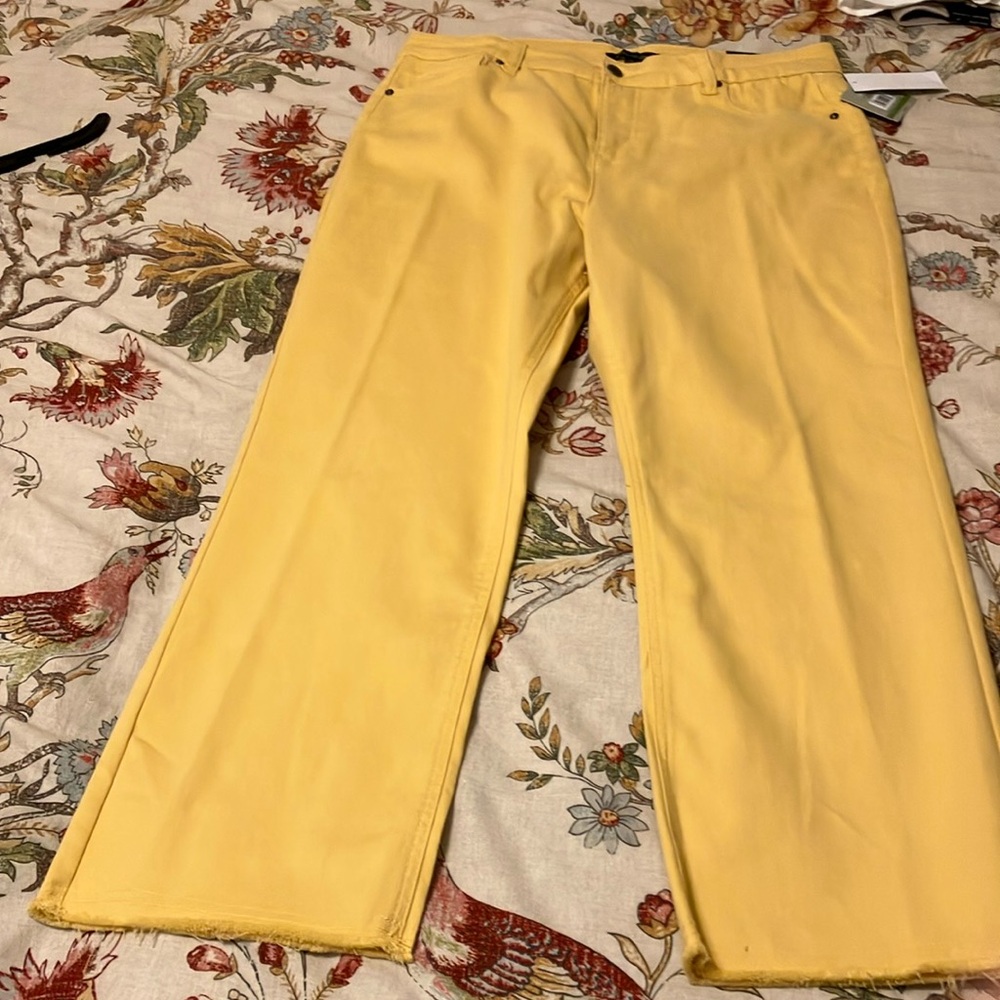 John Mark Yellow Flare Wide Leg Jeans